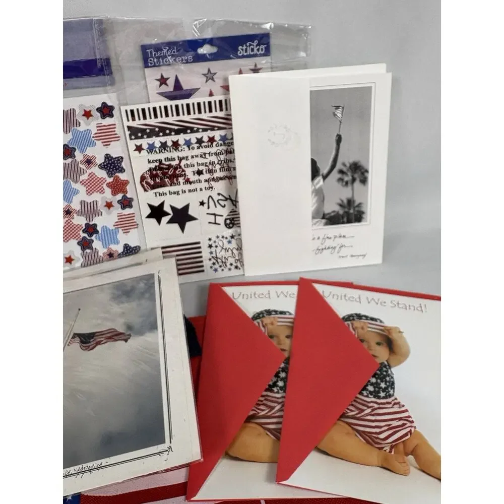 Patriotic 4th of July Party Celebration Lot Freedom 250 Americana Cards Stickers